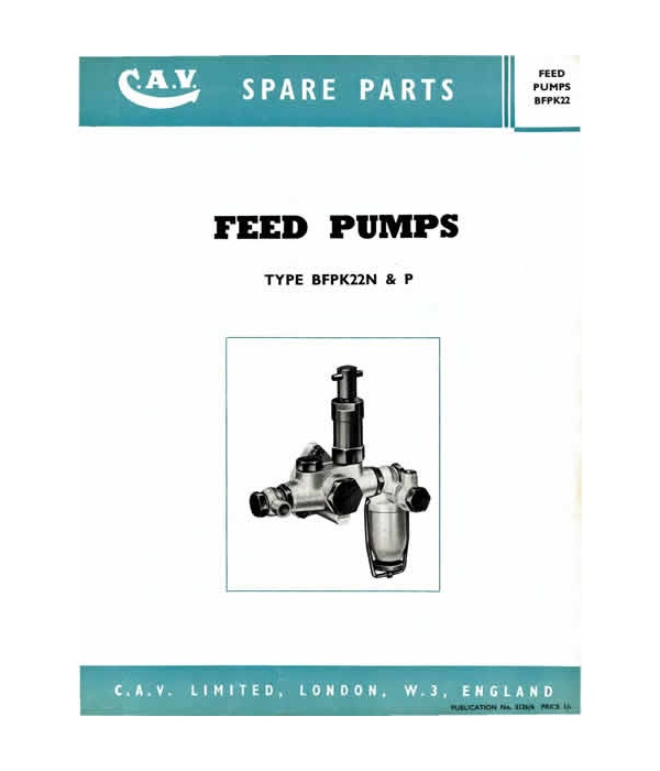 cav bfpk22n and p feed pumps parts list