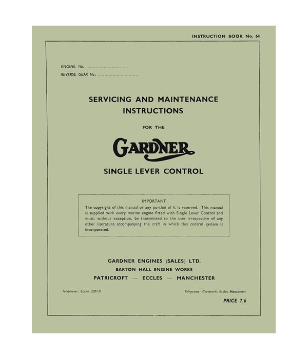 Single Lever Control Maintenance Manual